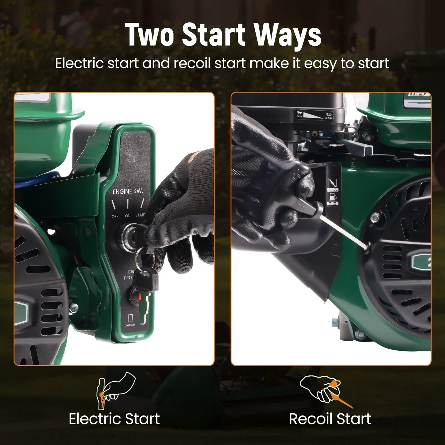Moteur essence 7 CV 212 cm³ OHV, démarreur électrique