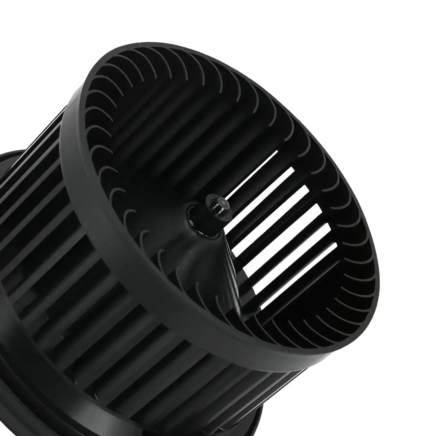 Czarna plastikowa obudowa wentylatora hvac blower motor z promieniowymi łopatkami i centralnym mocowaniem do mercedes gl450 ml550