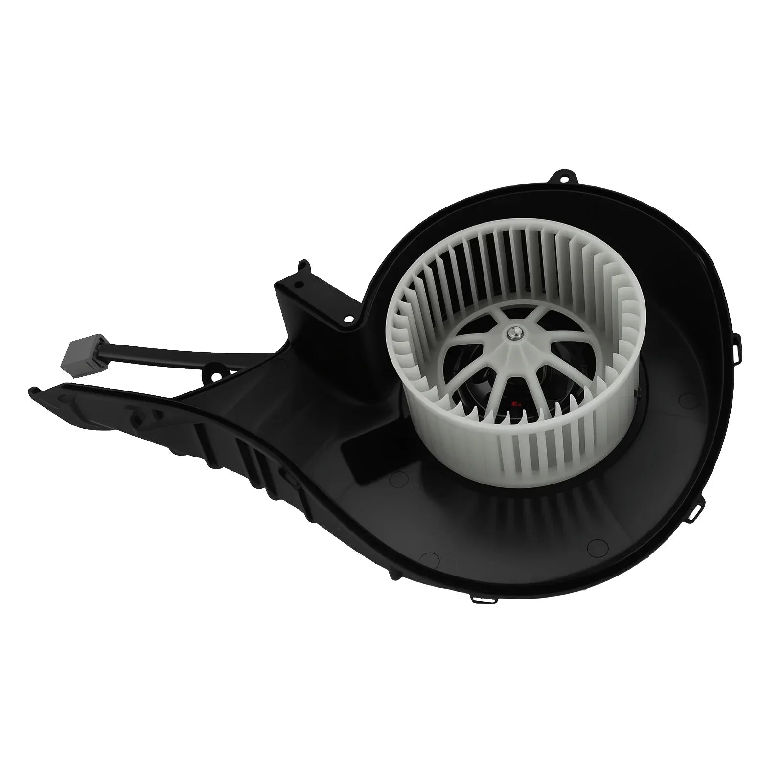 Czarny plastikowy silnik dmuchawy hvac z białą obudową wentylatora i łopatkami do volvo fh ii 420 460 500