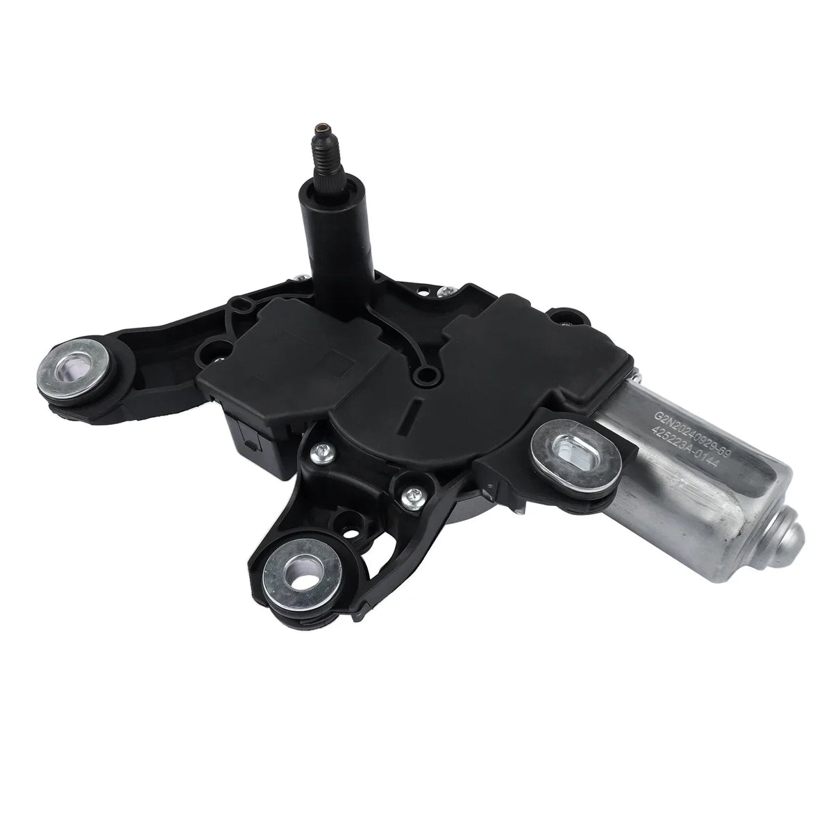 Czarny plastikowo-metalowy silnik wycieraczki tylnej z srebrną obudową do audi a4 b9 i q7 4m0955711a