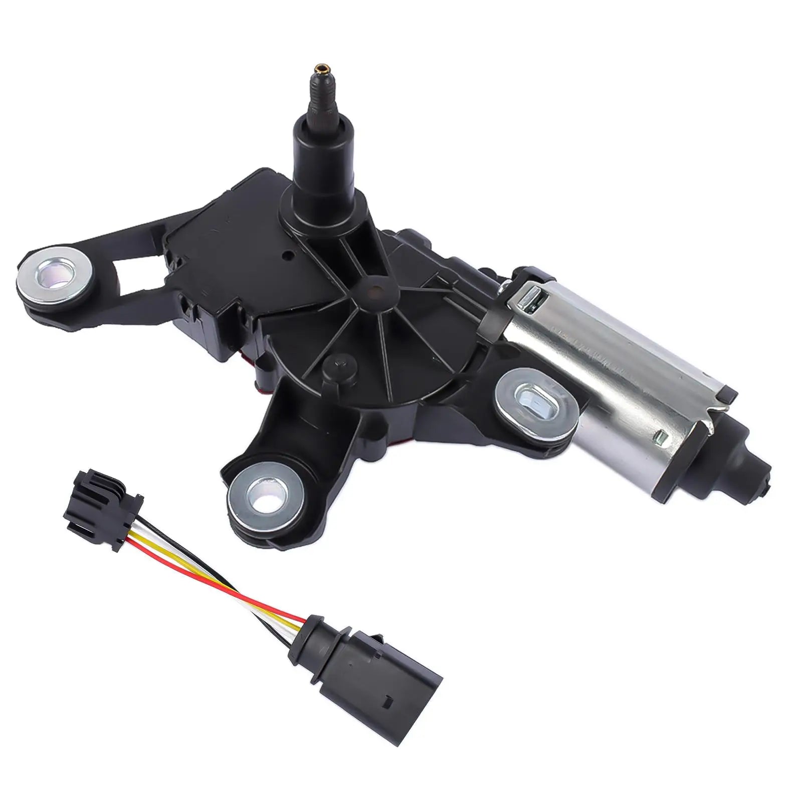 Czarny plastikowy i metalowy wiper motor z srebrnymi mocowaniami 7p6955711a do vw touareg 2010-2018
