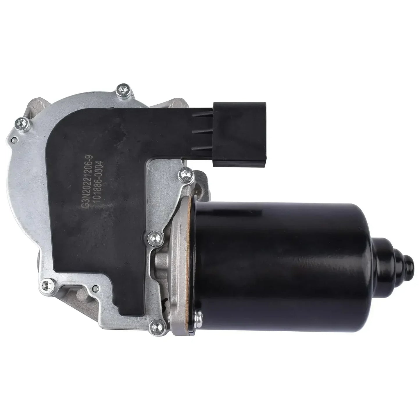 Czarno-srebrny silnik wycieraczki do bmw e60 e61 e63 z cylindrycznym korpusem i metalową obudową oem 61617176377