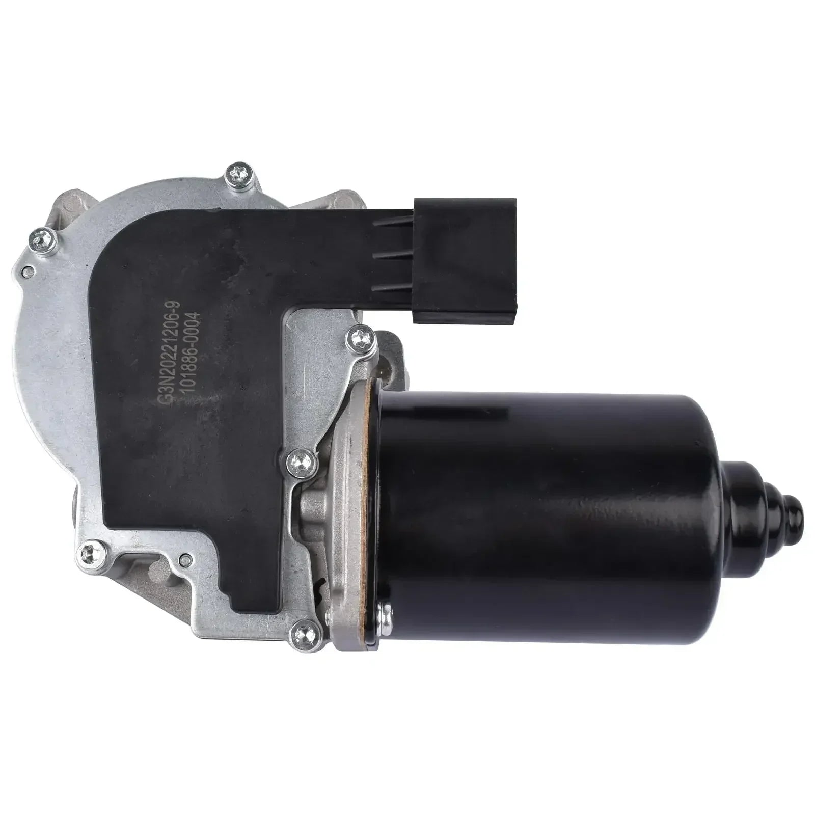 Czarno-srebrny silnik wycieraczki do bmw e60 e61 e63 z cylindrycznym korpusem i metalową obudową oem 61617176377