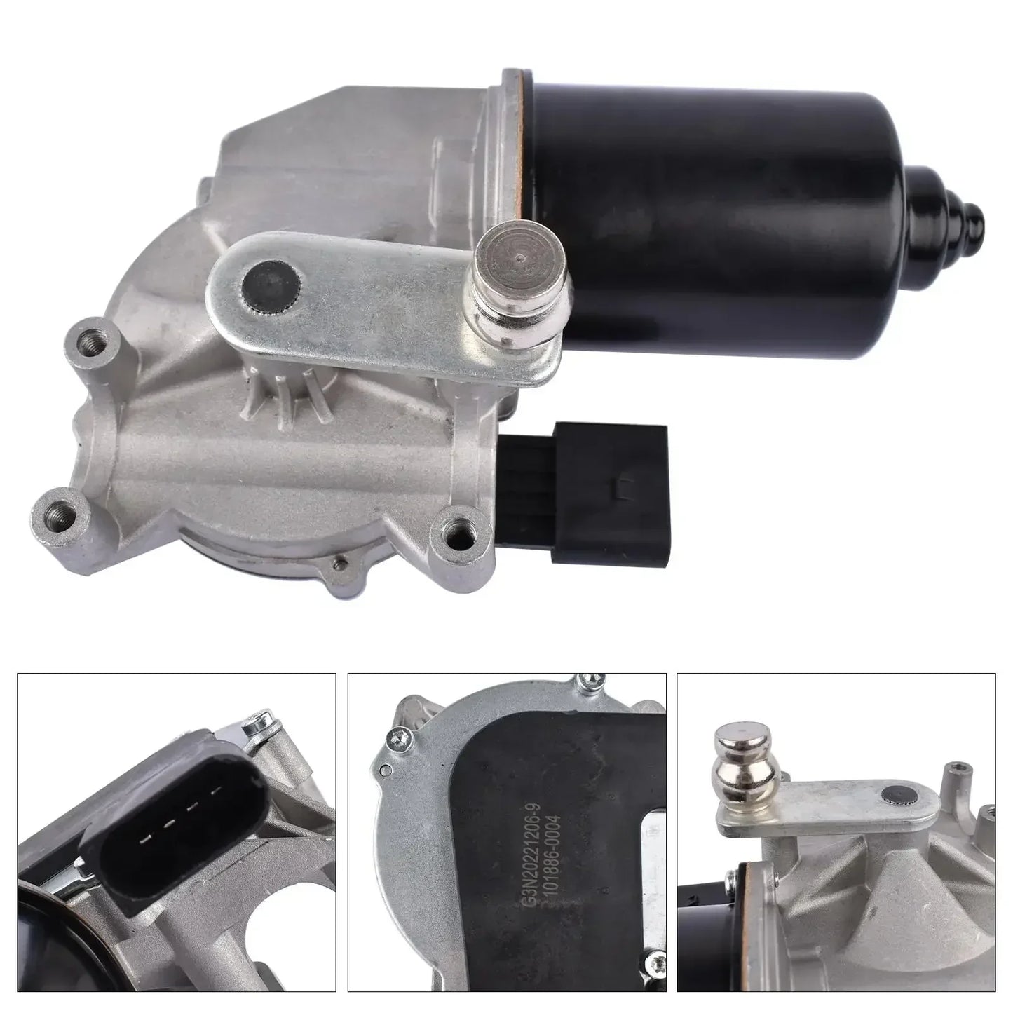 Ap03 silnik wycieraczki do bmw e60 e61 e63 e64 lci srebrno-czarny z metalowym mocowaniem i złączem elektrycznym
