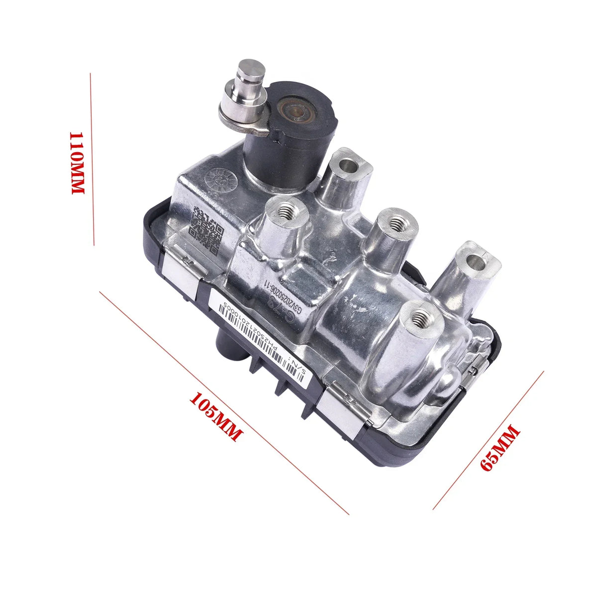 Siłownik turbosprężarki ford transit 2.2 tdci 2011–2020 srebrno czarny z gwintowanymi portami i cylindrycznym aktuátorem