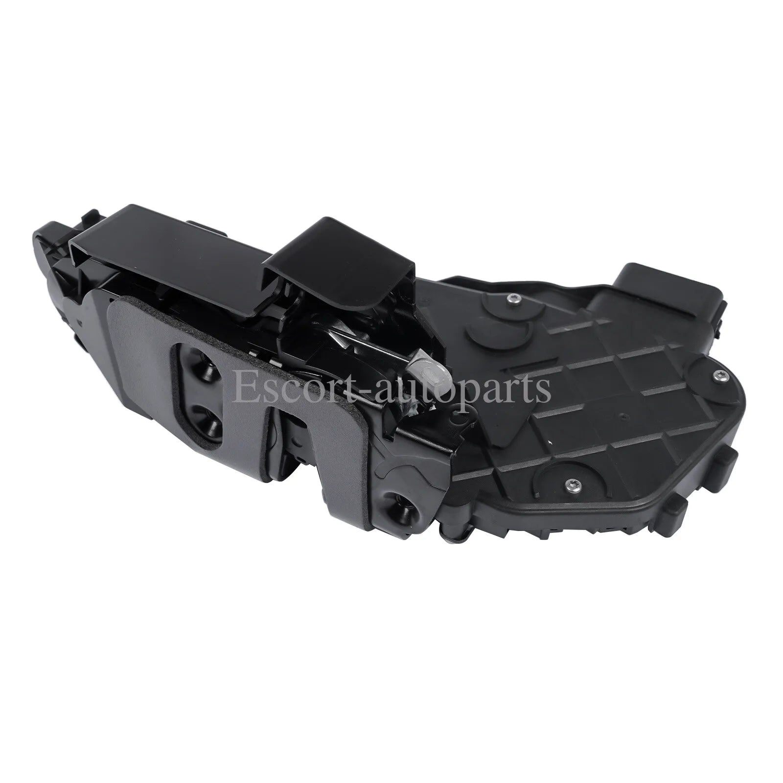 Czarny plastikowy siłownik zamka do tylnych drzwi prawy z mechanizmem i punktami montażowymi land rover jaguar xf cc9