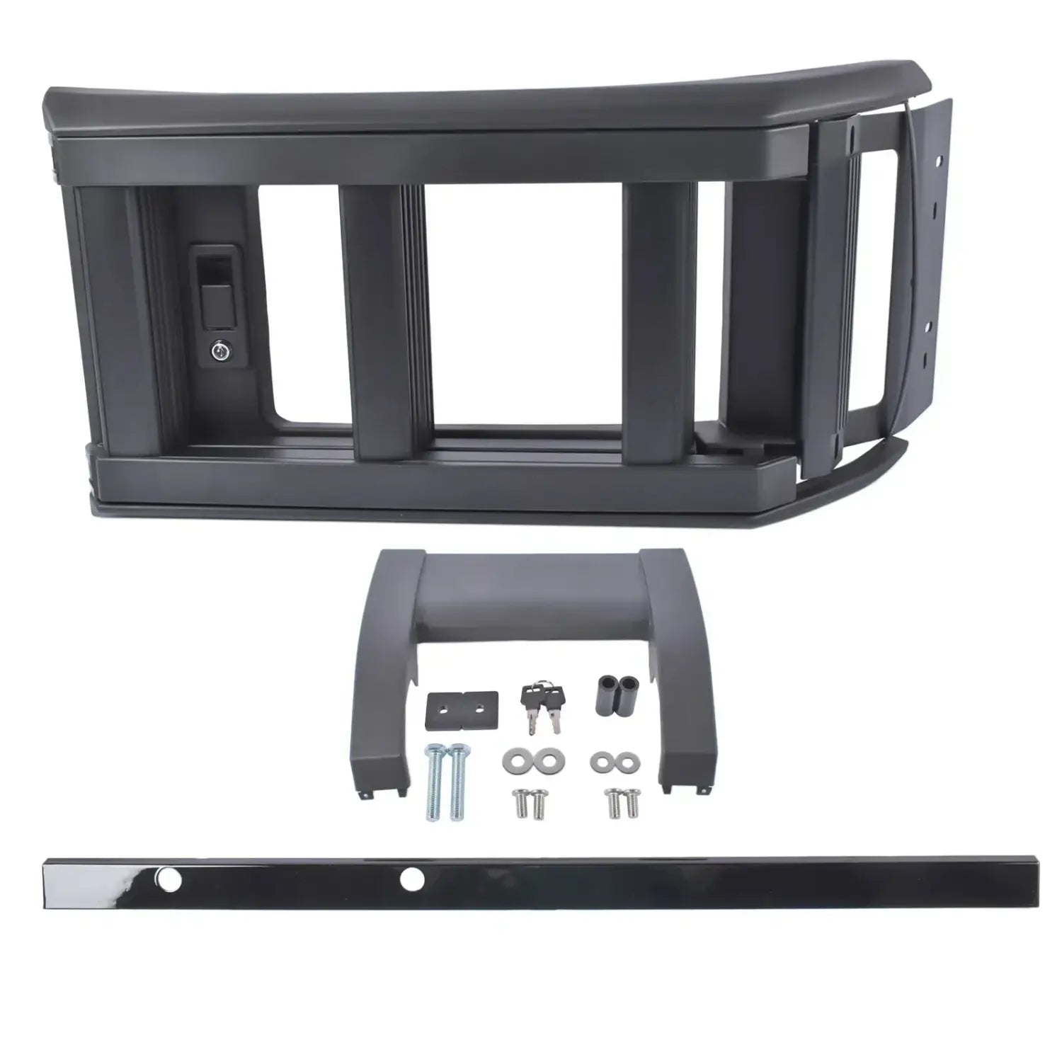 Czarny plastikowy frontowy ramka kratki z chromowanym paskiem i zintegrowanym mocowaniem do land rover defender