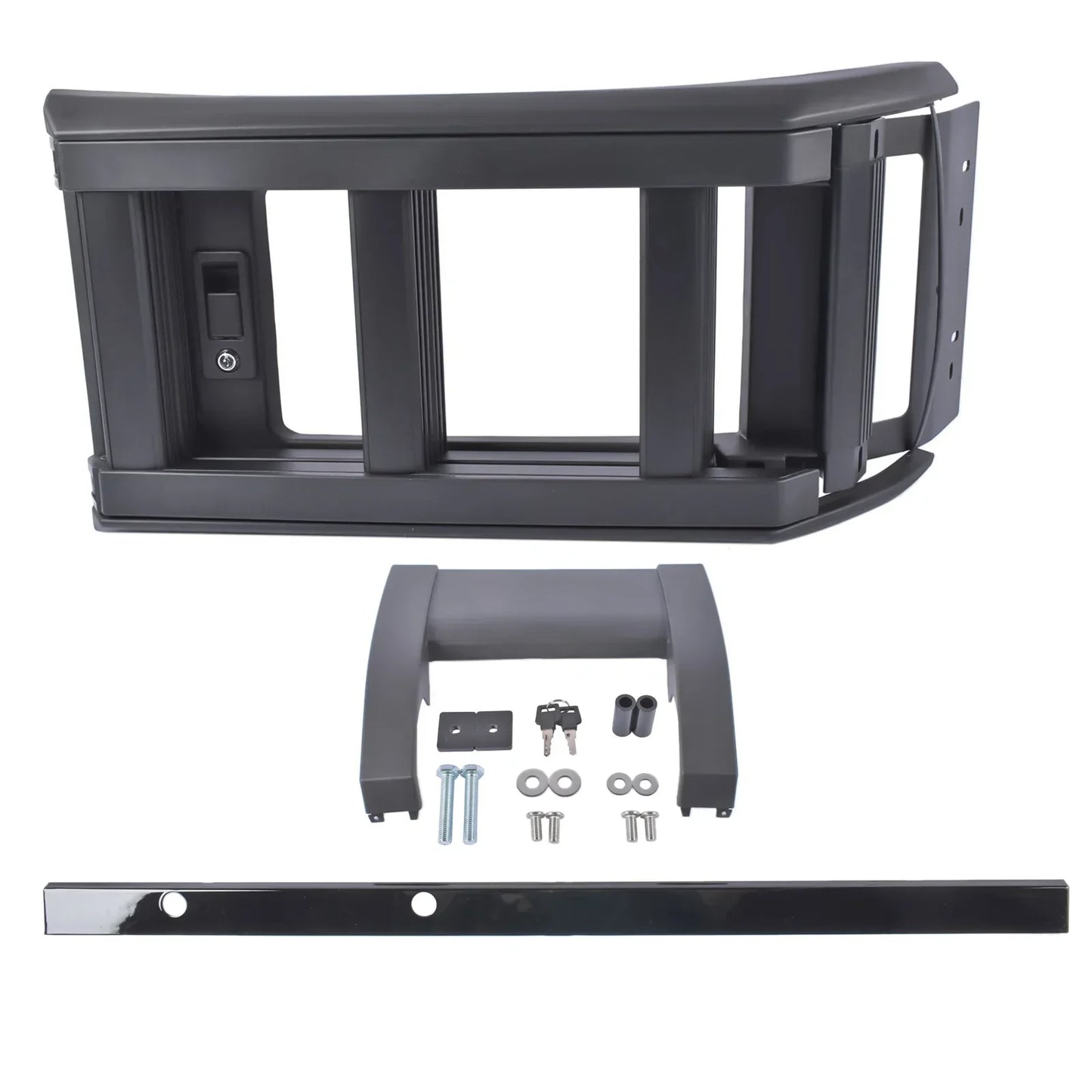 Czarny plastikowy frontowy ramka kratki z chromowanym paskiem i zintegrowanym mocowaniem do land rover defender