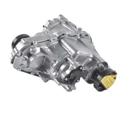 Srebrna metalowa skrzynia transferowa z czarnymi gumowymi osłonami do jeep grand cherokee srt8 6.4l