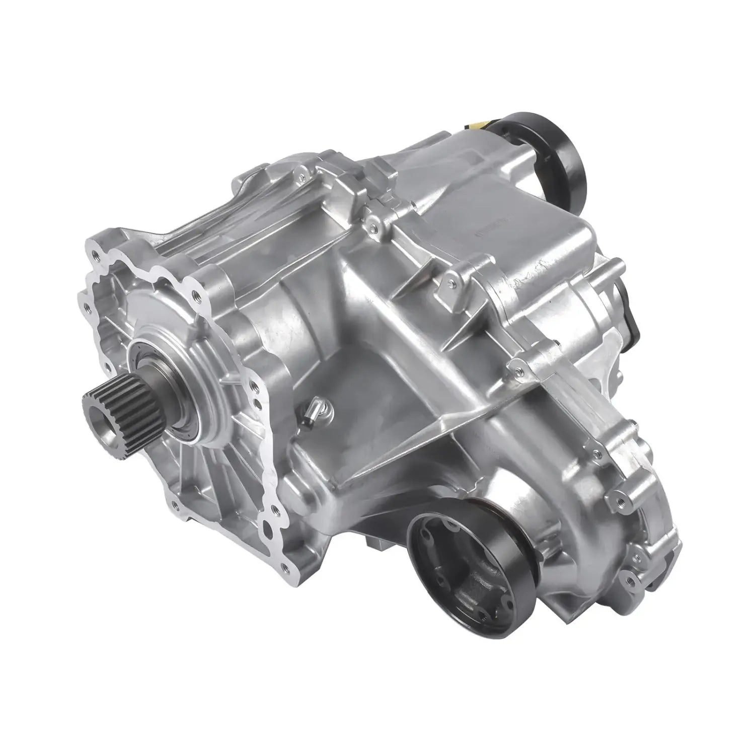 Srebrna metaliczna skrzynia transferowa napędu do jeep grand cherokee srt8 6.4l z czarnymi gumowymi uszczelkami