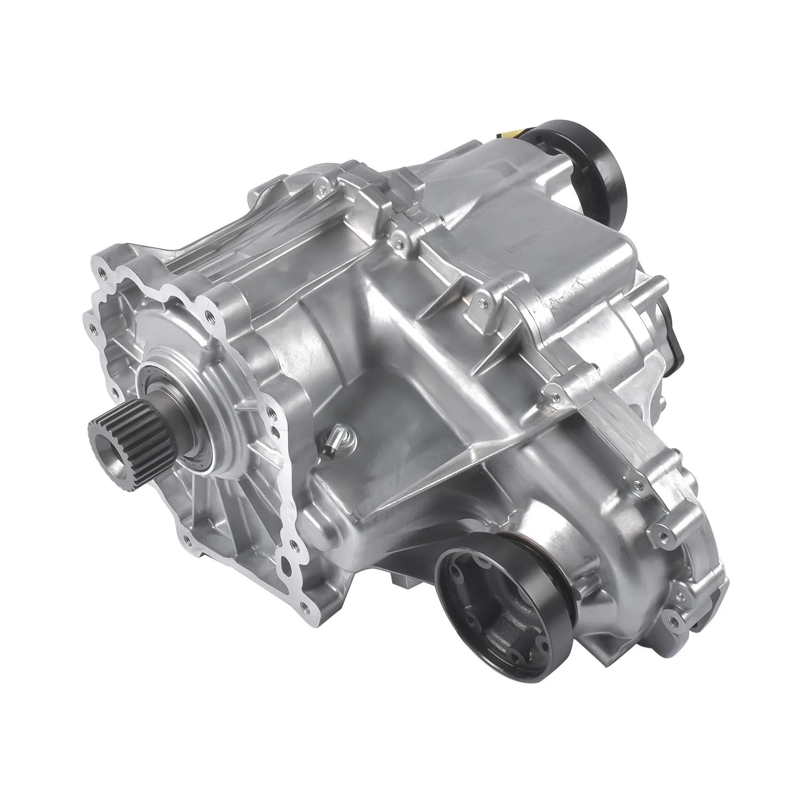Srebrna metaliczna skrzynia transferowa napędu do jeep grand cherokee srt8 6.4l z czarnymi gumowymi uszczelkami