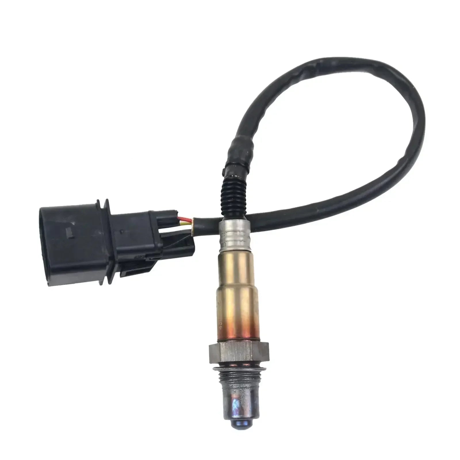 Czarna i metaliczna sonda lambda ap03 z przewodem spiralnym do bmw e46 e83 e85 316i 318i złączem plastikowym