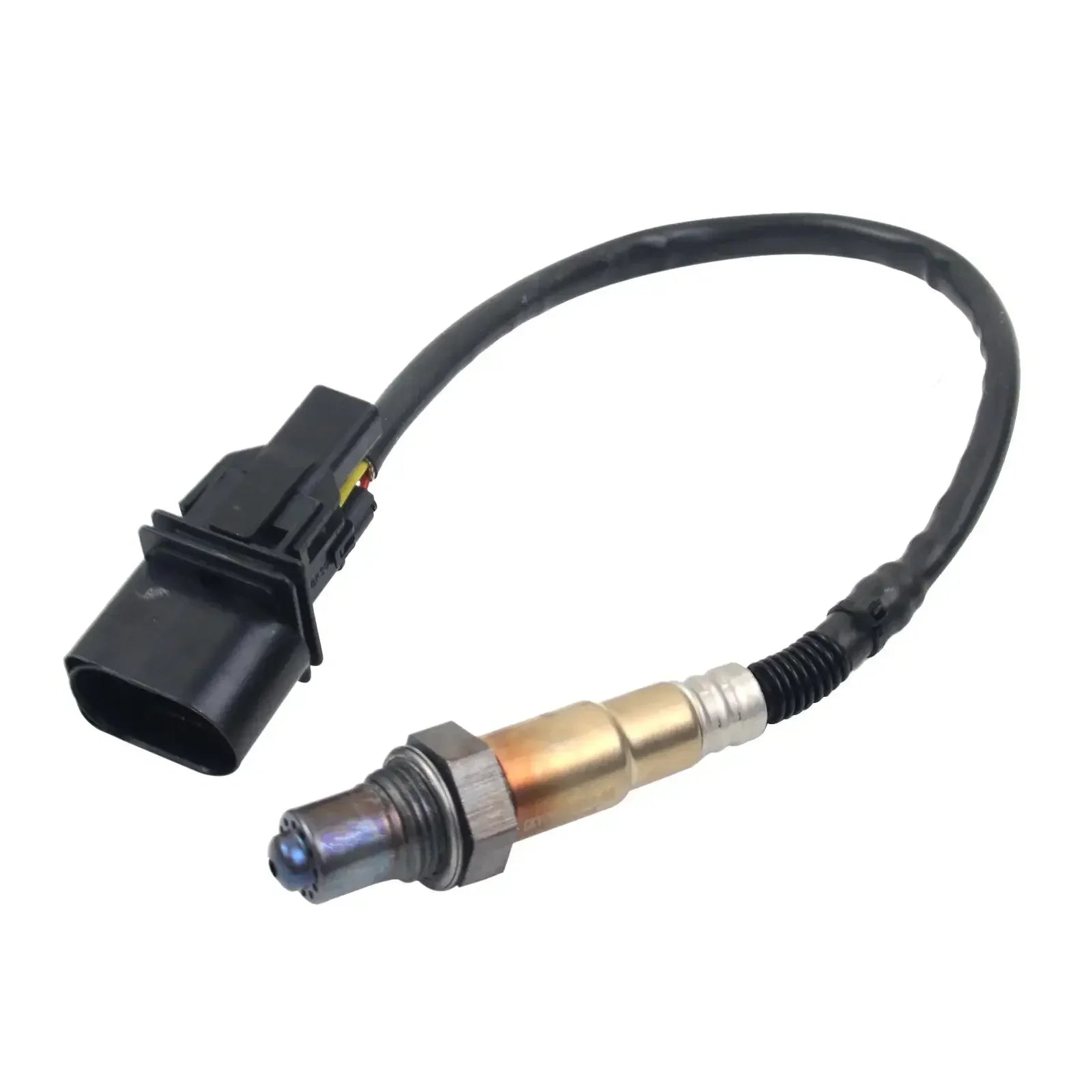 Czarny i metaliczny sonda lambda z czarnym gumowym kablem i plastikowym złączem do bmw e46 e83 e85 316i 318i