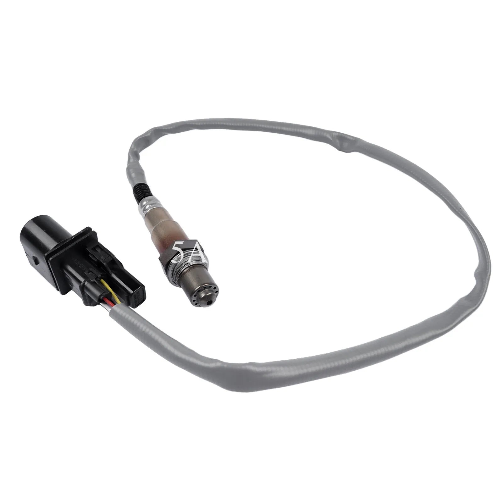 Szara sonda lambda z czarnym złączem elektrycznym i metalową obudową do bmw n46 e87 e90 e91 oem