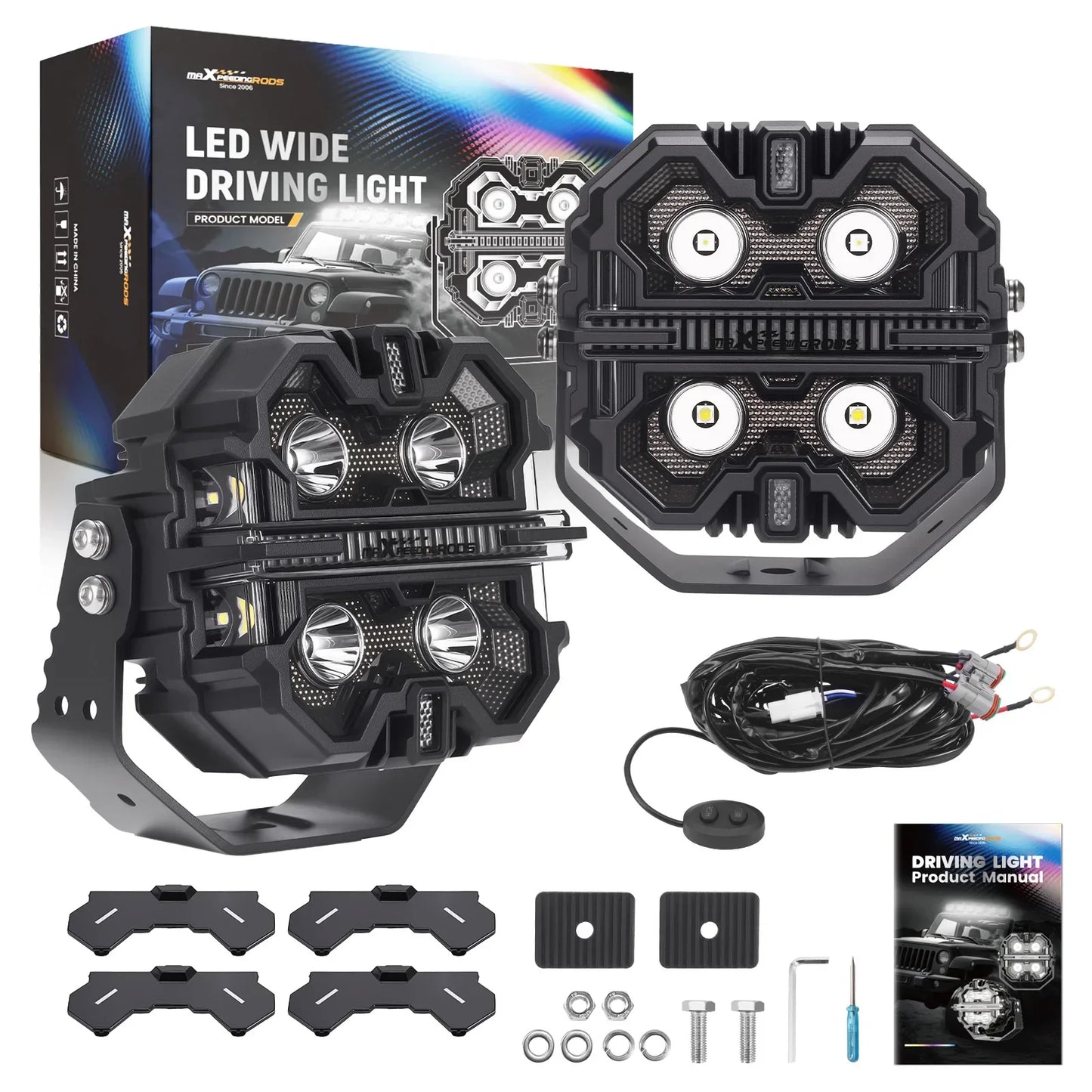 Kwadratowe lampy LED pod 5 cali 212 W Spot RGB DRL 25440 lm