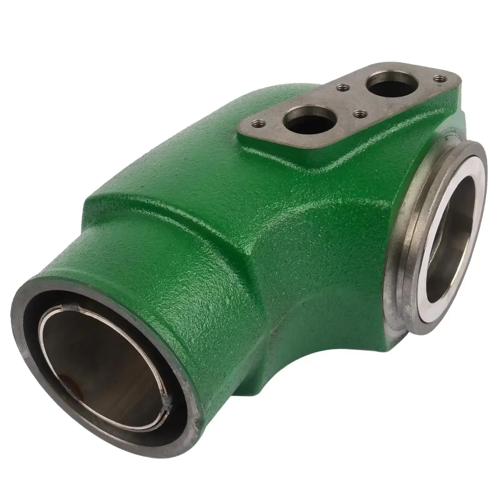 Stalowe zielone kolanko wydechu z metalowymi kołnierzami i trzema otworami do silnika volvo penta tamd31a tamd41a