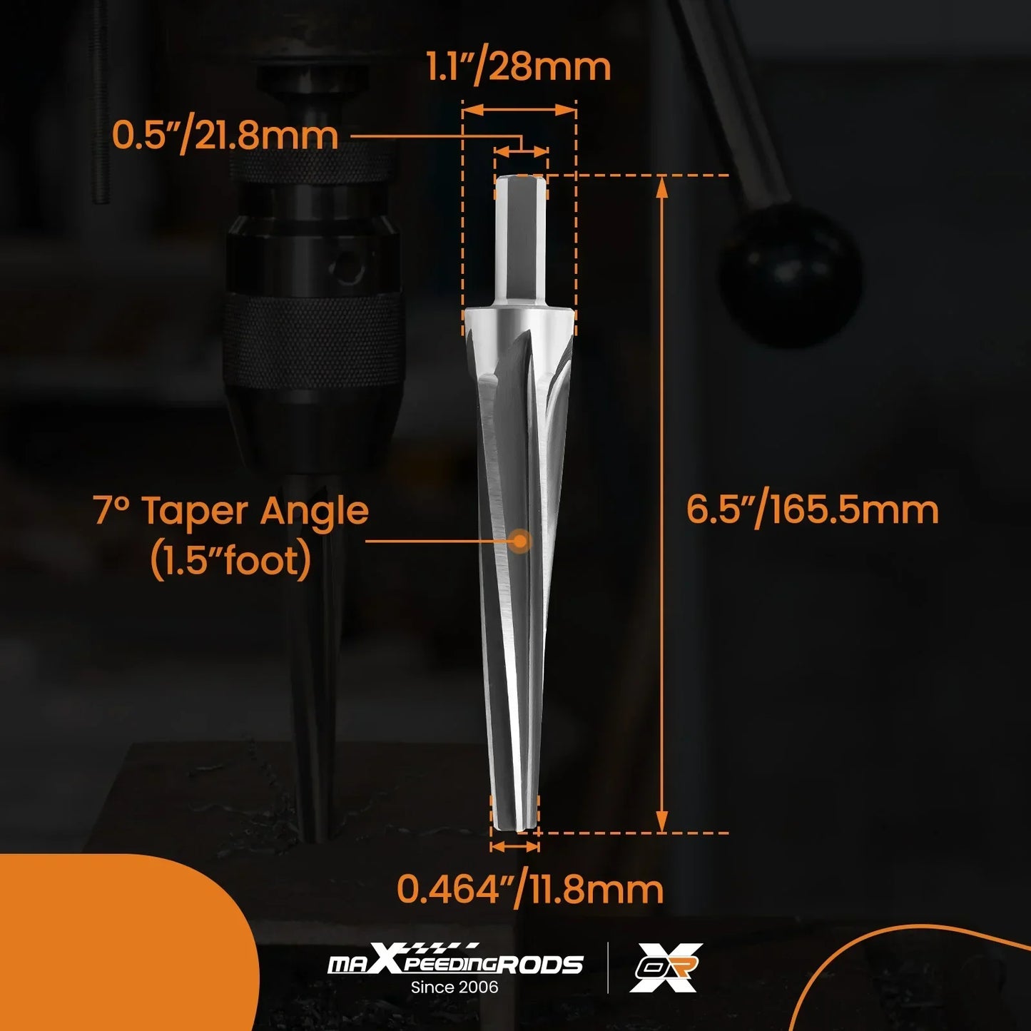 Alesatore conico per perni sferici e teste a snodo 7°