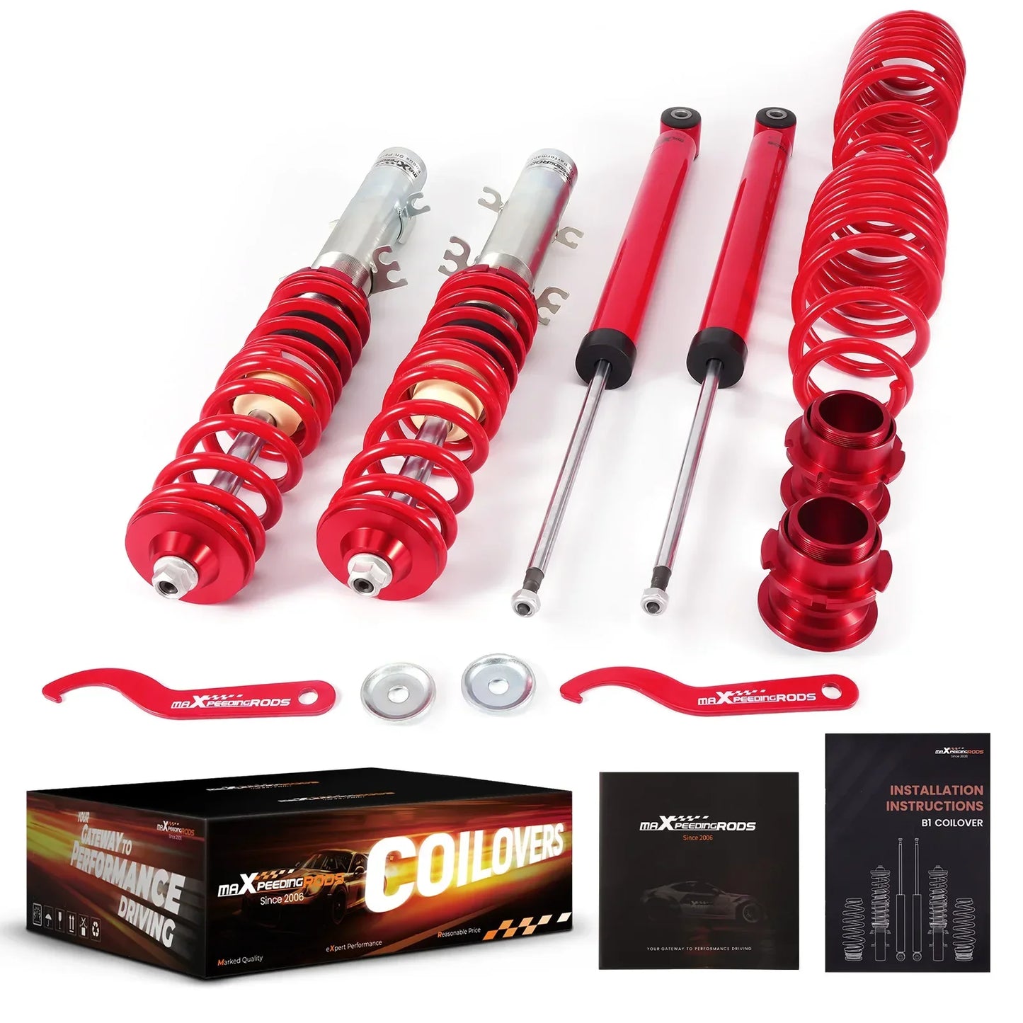 STREET COILOVER KIT FOR VW MK4 GOLF/GTI /JETTA/NEW BEETLE - Red (99-04)