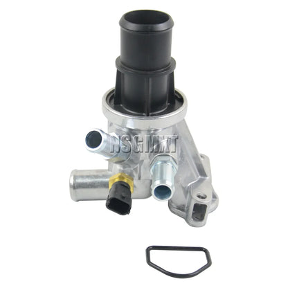 Srebrna aluminiowa obudowa termostatu ap01 z czarnymi plastikowymi złączkami i gumową uszczelką do dodge nitro 28crd turbo diesel
