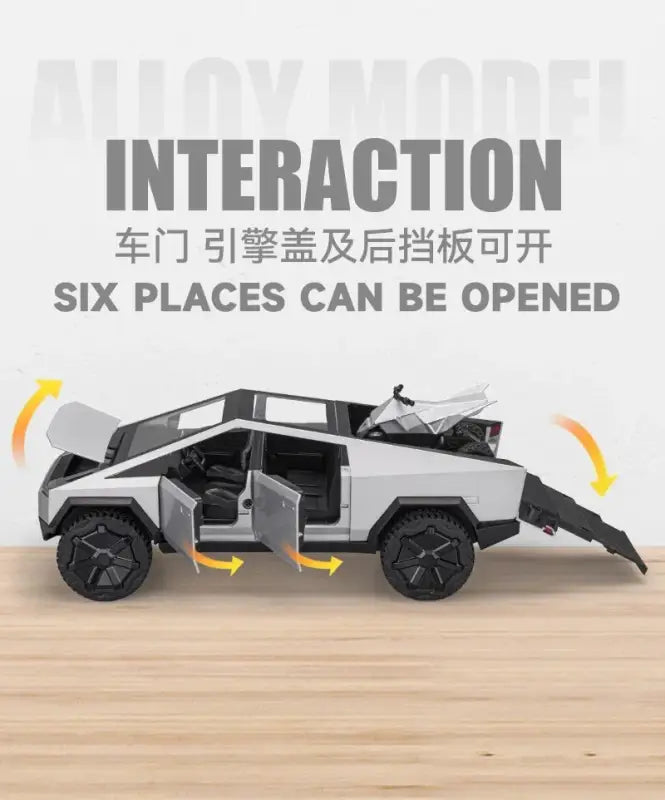 Tesla Cybertruck 1:24 – Metalowy Model Pickup Zabawka dla Chłopców