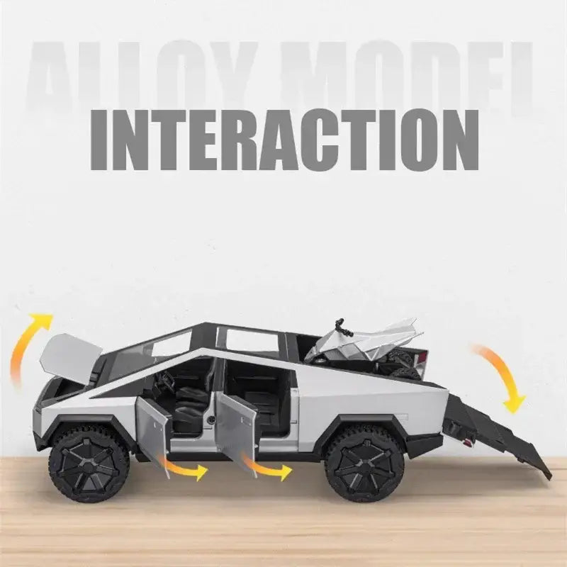 Tesla Cybertruck 1:24 – Metalowy Model Pickup Off-road z Efektami Dźwiękowymi i Świetlnymi