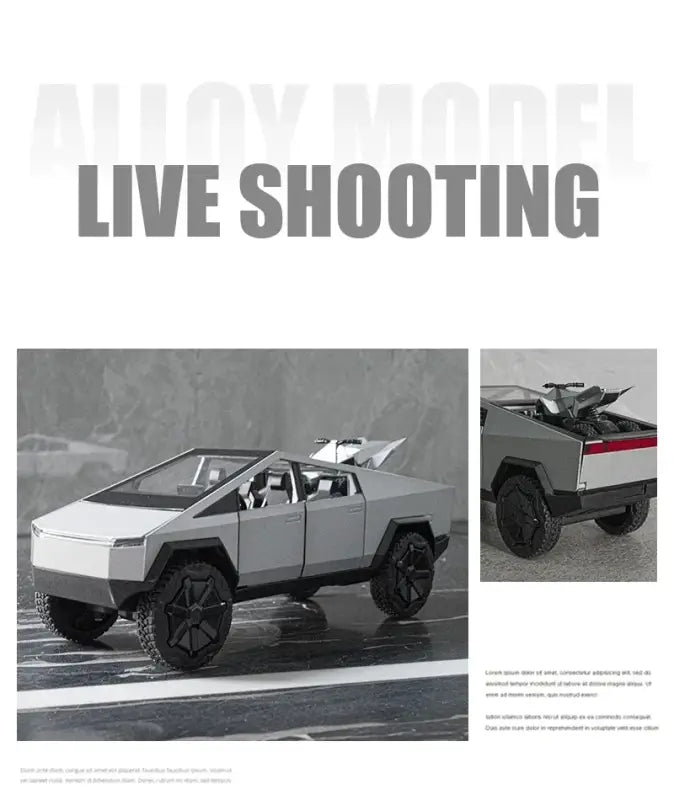 Tesla Cybertruck 1:24 – Metalowy Model Pickup Off-road z Efektami Dźwiękowymi i Świetlnymi