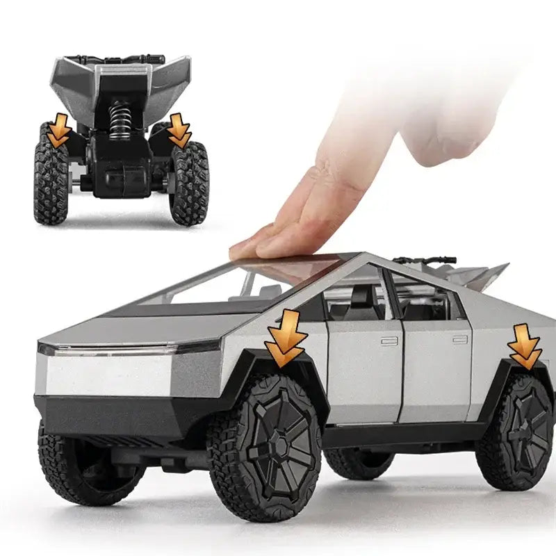 Tesla Cybertruck 1:24 – Metalowy Model Pickup Off-road z Efektami Dźwiękowymi i Świetlnymi