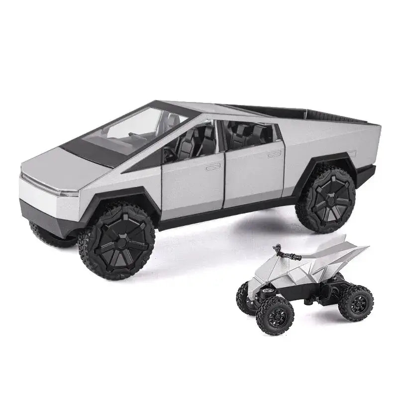 Cybertruck 1:24 – Metalowy Model Pickup z Dźwiękiem i Światłem - Srebrny