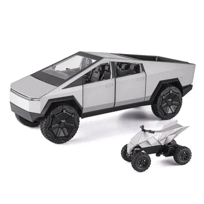Cybertruck 1:24 – Metalowy Model Pickup z Dźwiękiem i Światłem - Srebrny