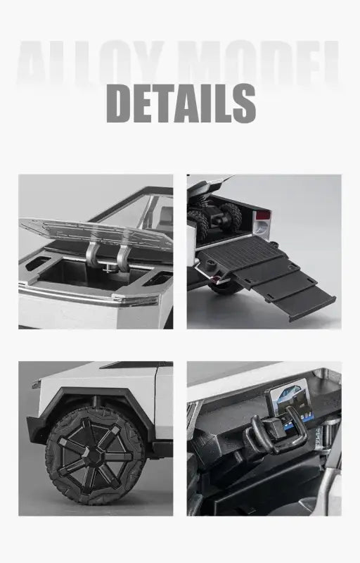 Tesla Cybertruck 1:24 – Metalowy Model Pickup Off-road z Efektami Dźwiękowymi i Świetlnymi