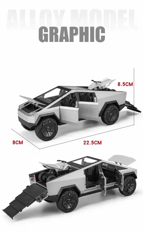 Tesla Cybertruck 1:24 – Metalowy Model Pickup Off-road z Efektami Dźwiękowymi i Świetlnymi