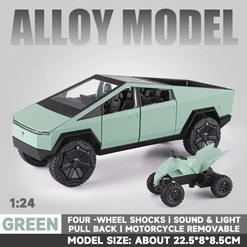 Tesla Cybertruck 1:24 – Metalowy Model Pickup Zabawka dla Chłopców - Zielony