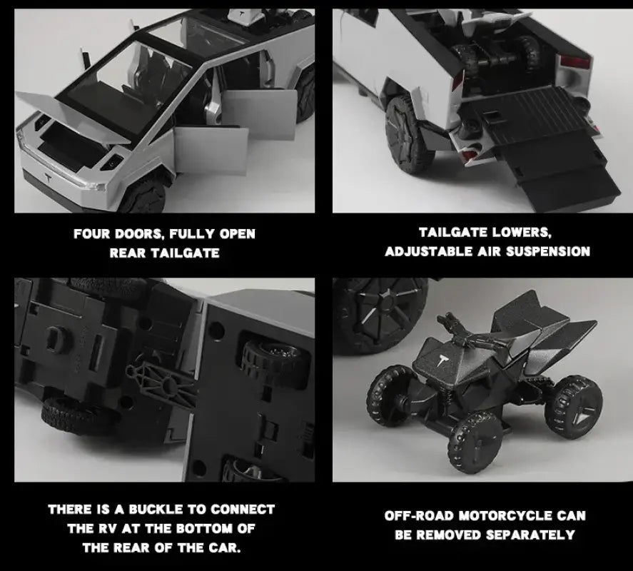 Tesla Cybertruck 1:32 – Metalowy Model Pickup Off-road z Efektami