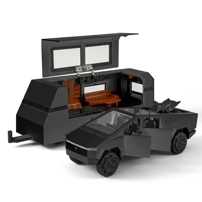 Tesla Cybertruck 1:32 – Metalowy Model Pickup Off-road z Efektami - Szary z pudełkiem