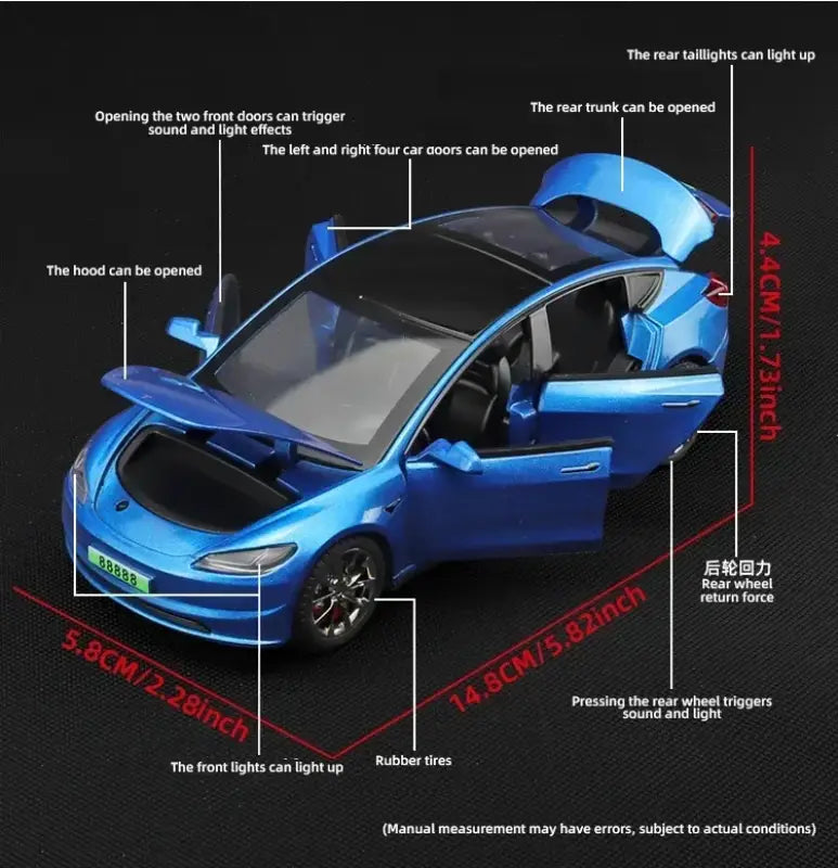 Tesla Model 3 2024 1:32 – Metalowy Model Samochodu z Dźwiękiem i Światłem