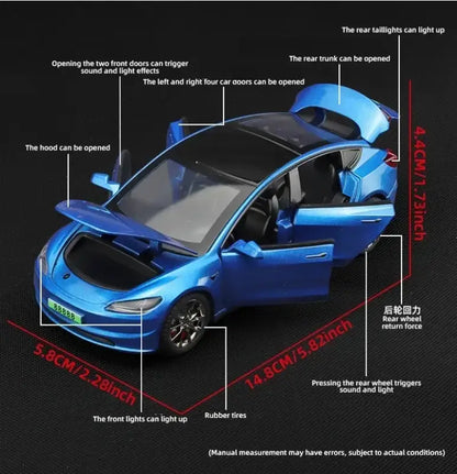 Tesla Model 3 2024 1:32 – Metalowy Model Samochodu z Dźwiękiem i Światłem