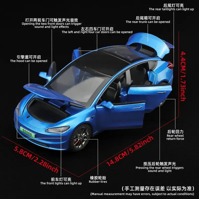 Tesla Model 3 2024 1:32 – Metalowy Model Samochodu z Dźwiękiem i Światłem