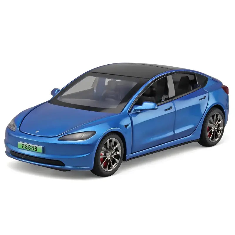 Tesla Model 3 2024 1:32 – Metalowy Model Samochodu z Dźwiękiem i Światłem - Niebieski bez pudełka