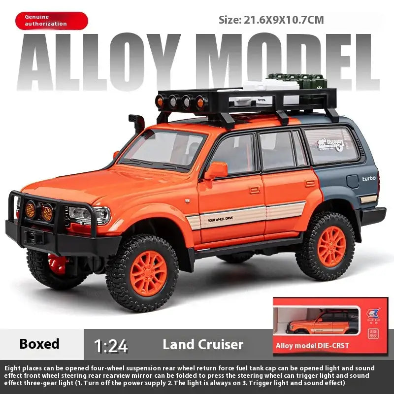 Toyota LC80 1:24 – Metalowy Model Samochodu Off-road Kolekcjonerski - Pomarańczowy z pudełkiem