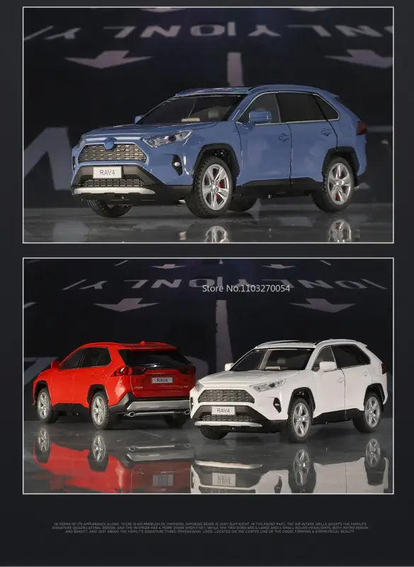 Toyota RAV4 1:24 Metalowy Model Samochodu dla Dzieci z Efektami Dźwiękowymi i Świetlnymi