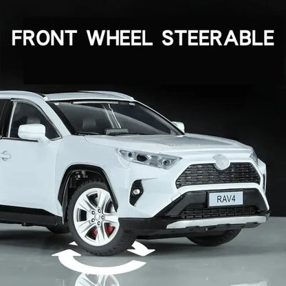 Toyota RAV4 1:24 Metalowy Model Samochodu dla Dzieci z Efektami Dźwiękowymi i Świetlnymi