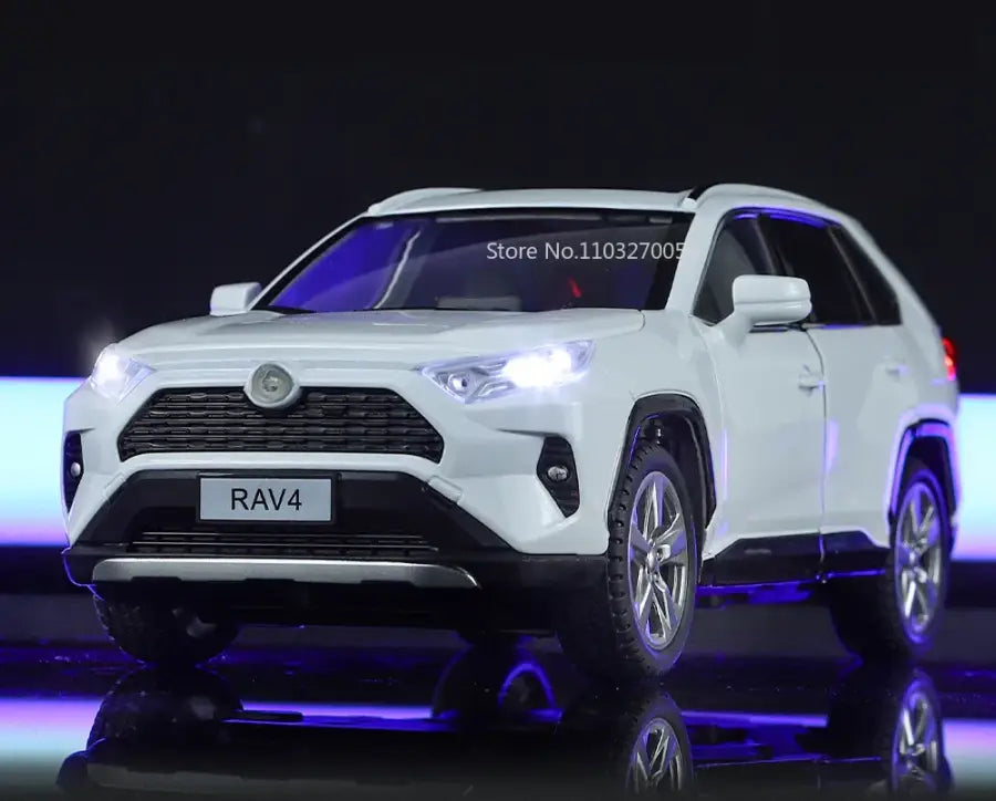Toyota RAV4 1:24 Metalowy Model Samochodu dla Dzieci z Efektami Dźwiękowymi i Świetlnymi