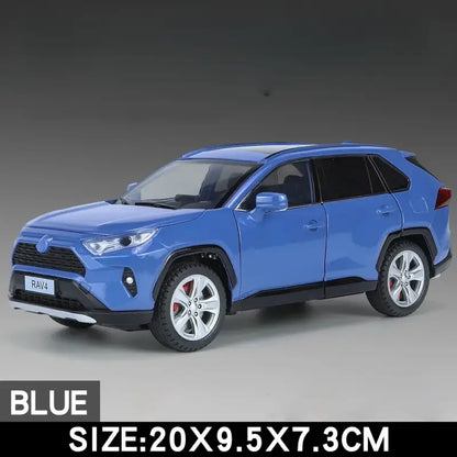 Toyota RAV4 1:24 Metalowy Model Samochodu dla Dzieci z Efektami Dźwiękowymi i Świetlnymi - Blue