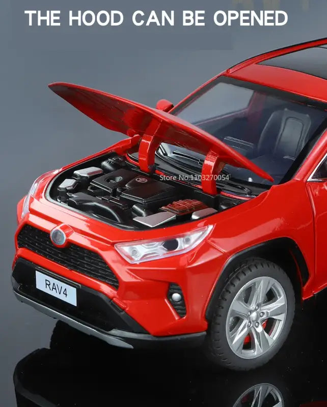 Toyota RAV4 1:24 Metalowy Model Samochodu dla Dzieci z Efektami Dźwiękowymi i Świetlnymi
