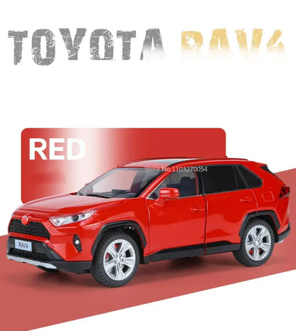 Toyota RAV4 1:24 Metalowy Model Samochodu dla Dzieci z Efektami Dźwiękowymi i Świetlnymi