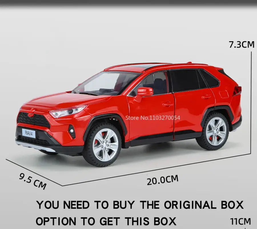Toyota RAV4 1:24 Metalowy Model Samochodu dla Dzieci z Efektami Dźwiękowymi i Świetlnymi