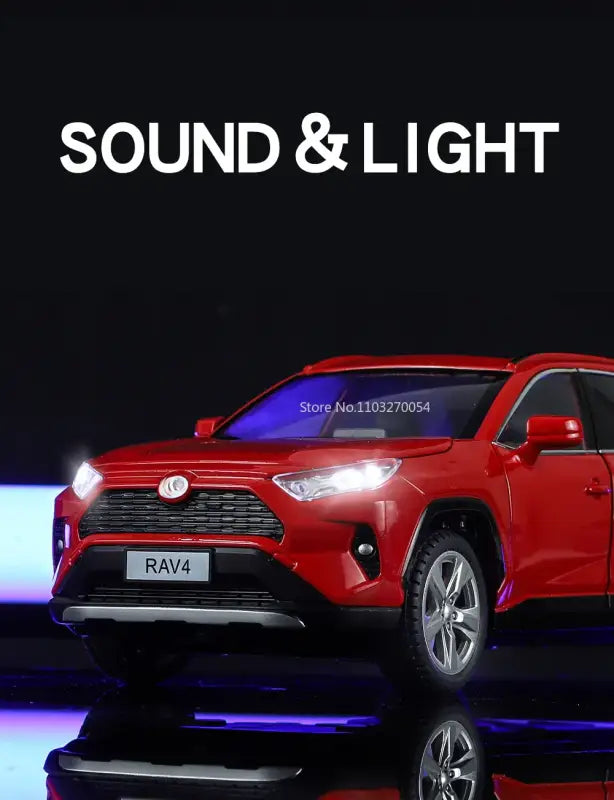 Toyota RAV4 1:24 Metalowy Model Samochodu dla Dzieci z Efektami Dźwiękowymi i Świetlnymi