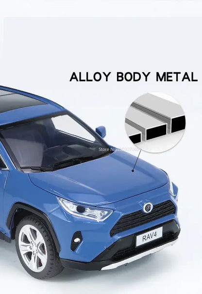 Toyota RAV4 1:24 Metalowy Model Samochodu dla Dzieci z Efektami Dźwiękowymi i Świetlnymi