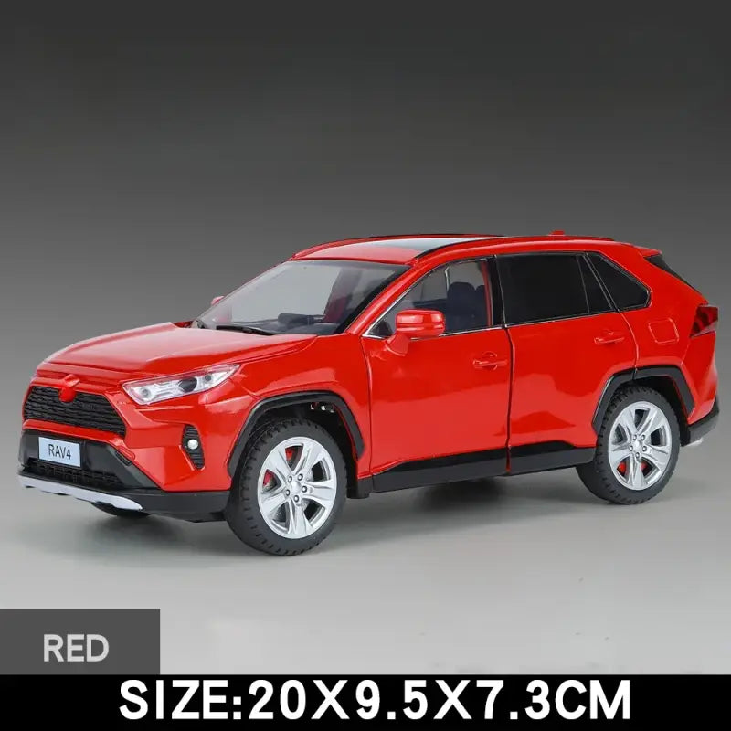 Toyota RAV4 1:24 Metalowy Model Samochodu dla Dzieci z Efektami Dźwiękowymi i Świetlnymi - Red