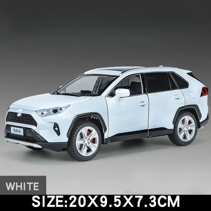 Toyota RAV4 1:24 Metalowy Model Samochodu dla Dzieci z Efektami Dźwiękowymi i Świetlnymi - White